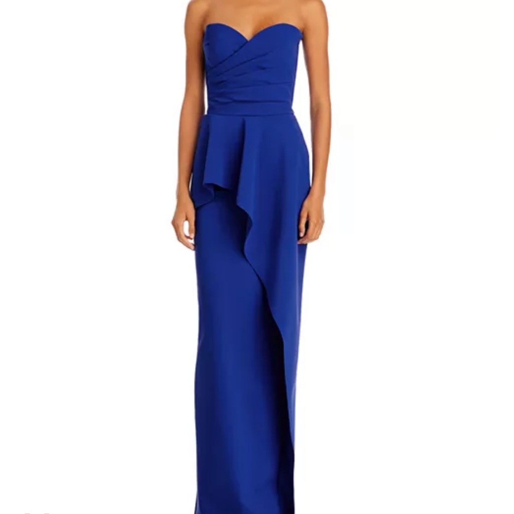 Chiara Boni La Petite Robe Miya Strapless Pleated Gown in blue